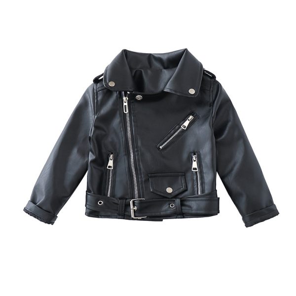 Autumn And Winter Kids' Western Style Leather Jacket - Image 3