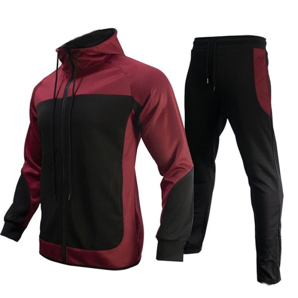 Men's Fashion Trendy Brand Contrast Color Sweatshirt Trousers Two-piece Set - Image 2