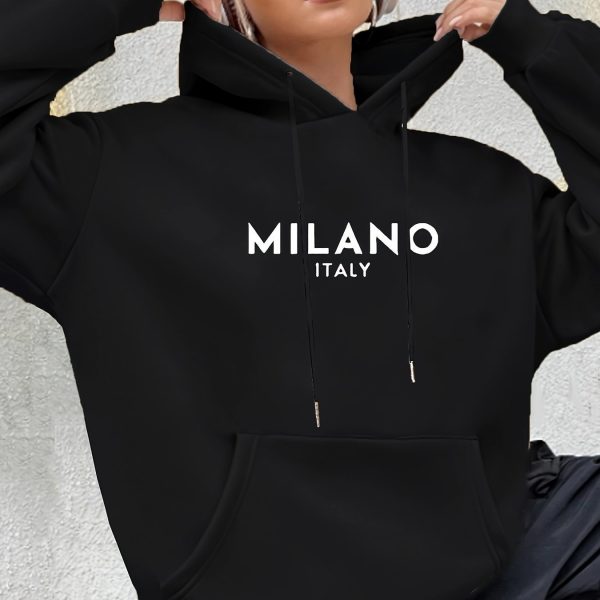 Casual Long Sleeved Printed Kangaroo Pocket Hoodie - Image 7