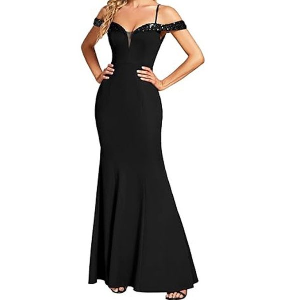 Women's Clothing Off-neck Sling Evening Long Dress - Image 6