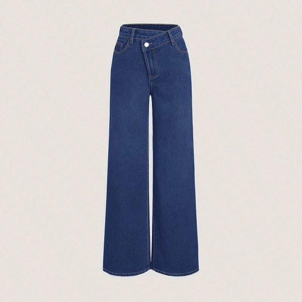 Autumn Leisure Straight Loose Diagonal Jeans