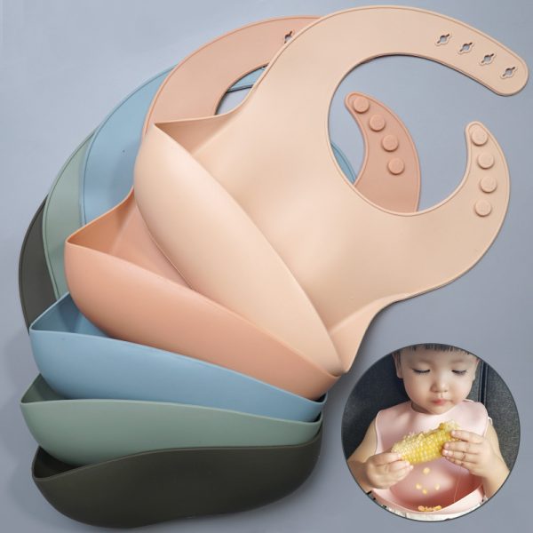 Soft Waterproof Silicone Baby Bib with Food Catcher, Baby Silicone Bib - Image 2