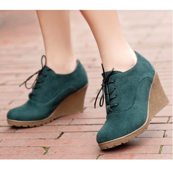 Ankle Boots Flat Casual Women's Shoes Lace-up Wedge - Image 2