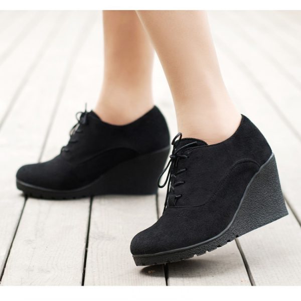 Ankle Boots Flat Casual Women's Shoes Lace-up Wedge - Image 3