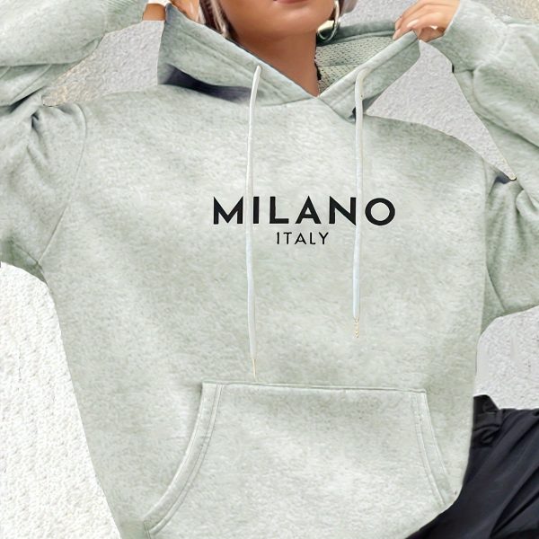 Casual Long Sleeved Printed Kangaroo Pocket Hoodie - Image 8