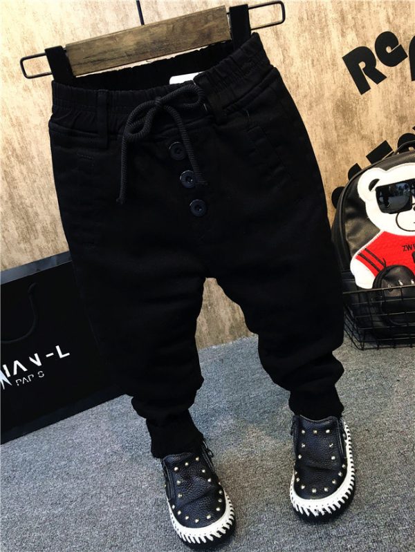 Boy's personality thickening plus velvet jeans children's jeans - Image 2