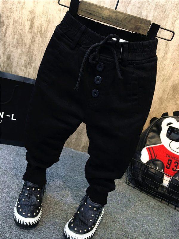 Boy's personality thickening plus velvet jeans children's jeans - Image 3
