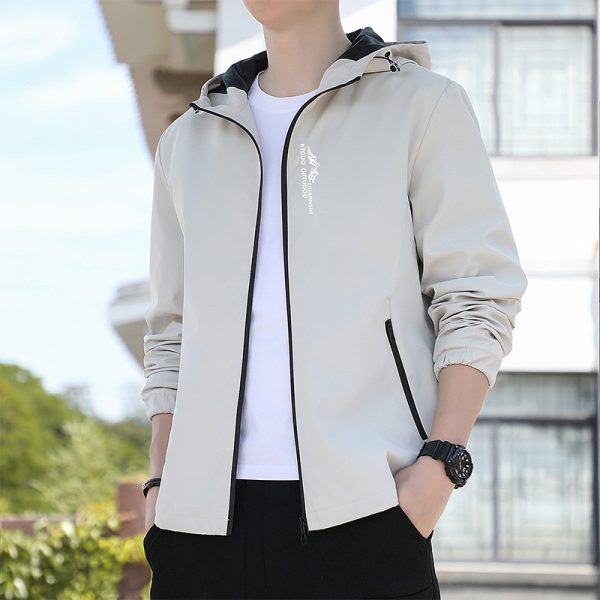 Breathable Quick-drying Loose Elastic Zipper Hooded Men's Jacket - Image 4