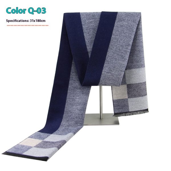 New Men's Winter Warm Cashmere-like Striped Business Scarf For Young People - Image 8
