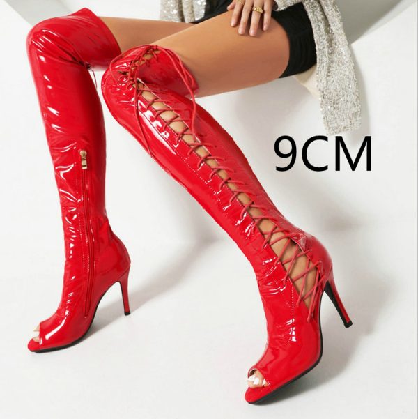 Stretch Thin Patent Leather Female Over-the-knee Boots - Image 8