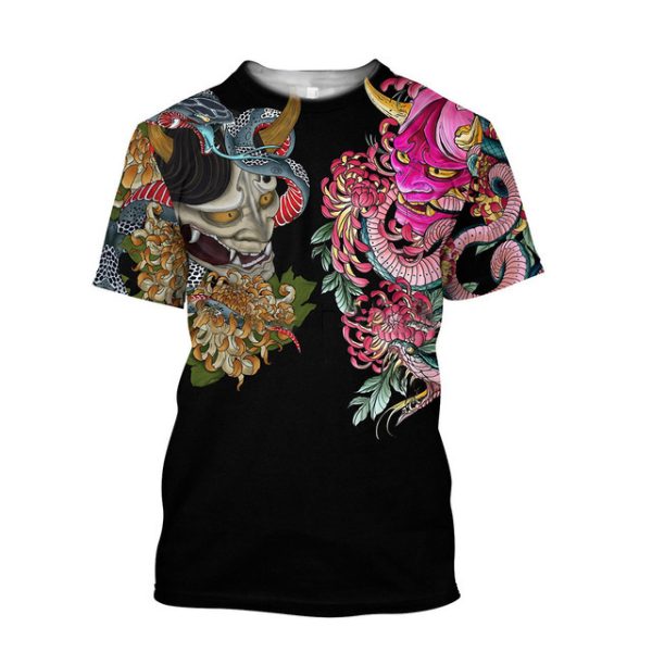 3D Men's T-shirt Samurai Printed T-shirt Loose Round Neck - Image 5
