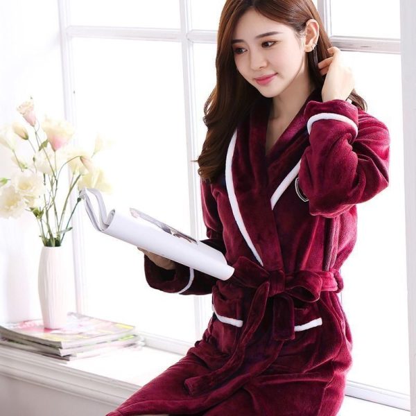 Flannel Thickened Long Section Bathrobe Men - Image 3