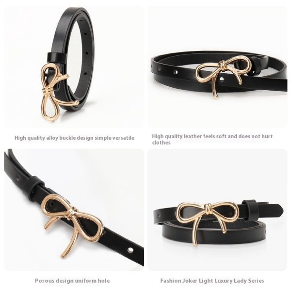 Women's Bow Belt Gold Buckle All-match - Image 4