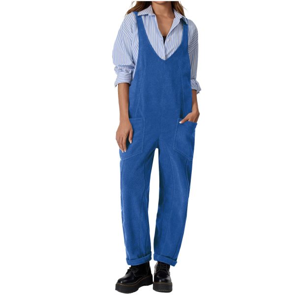 Casual Suspender Trousers Polar Fleece Tooling Style Jumpsuit - Image 6
