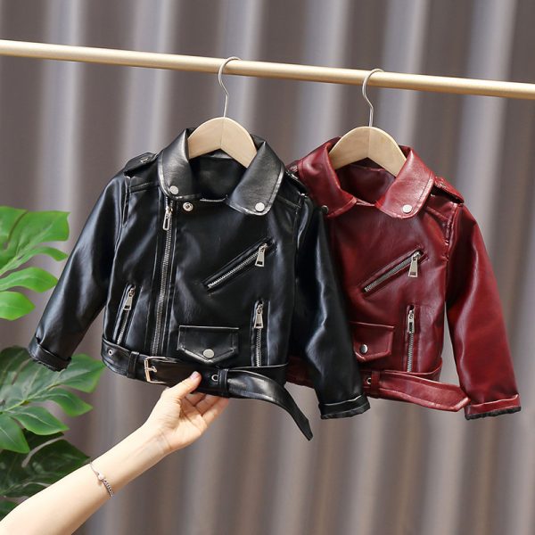 Autumn And Winter Kids' Western Style Leather Jacket - Image 2