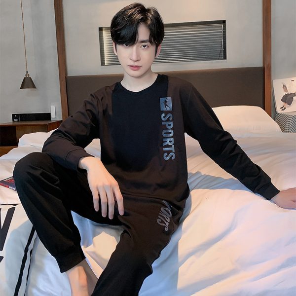 Men's Long Sleeve Cotton Simple Loose Plus Size Pajamas - Image 10