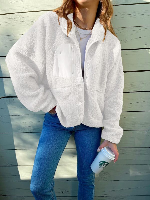 Short Cardigan Plush Jacket Lamb Wool Coat - Image 4