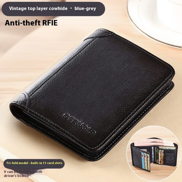 Genuine Leather Anti-theft Swiping Ultra-thin Cheng E Wallet - Image 8