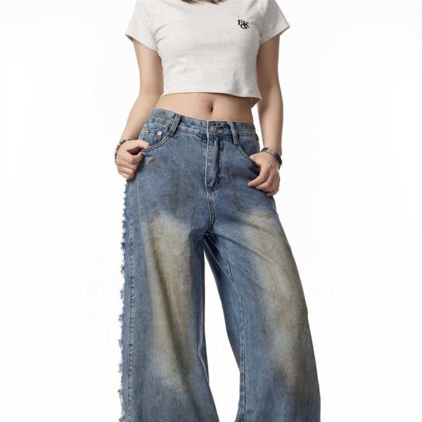 American Retro Gradient Jeans For Women's High Street