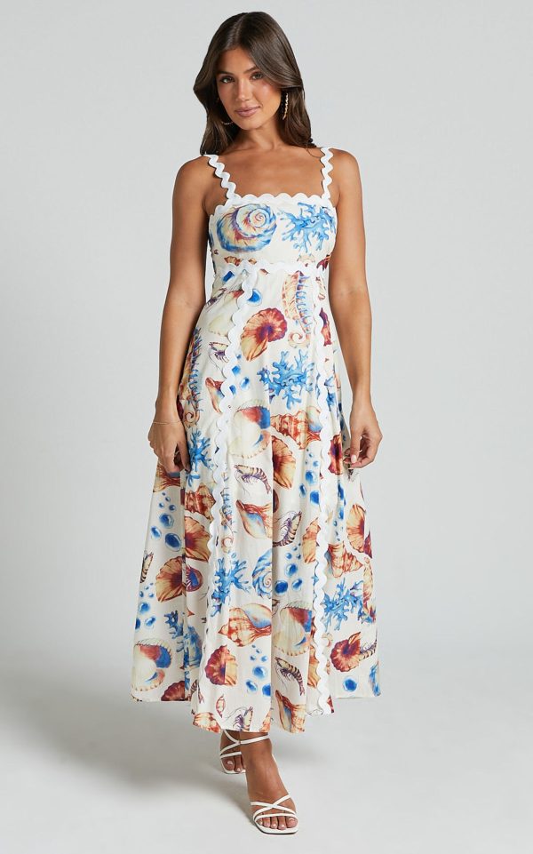 Printed Sling Stitching Dress - Image 6