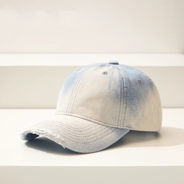 Distressed Gradient Denim Casual All-match Ripped Baseball Cap - Image 2