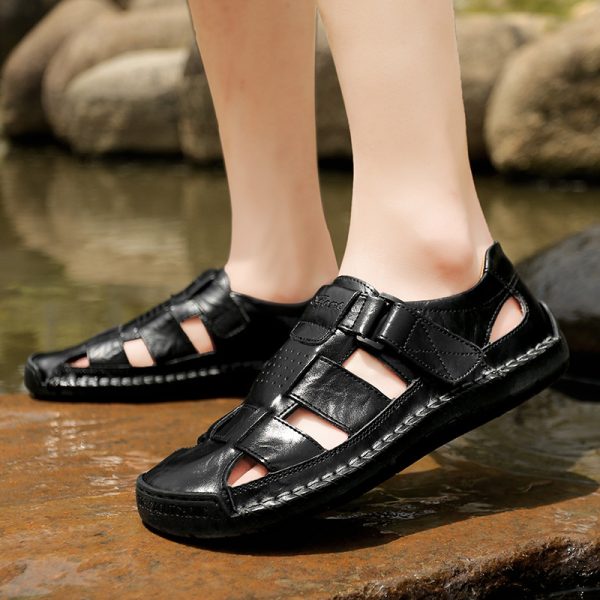 Handmade Stitching Leather Casual Beach Men's Sandals - Image 2