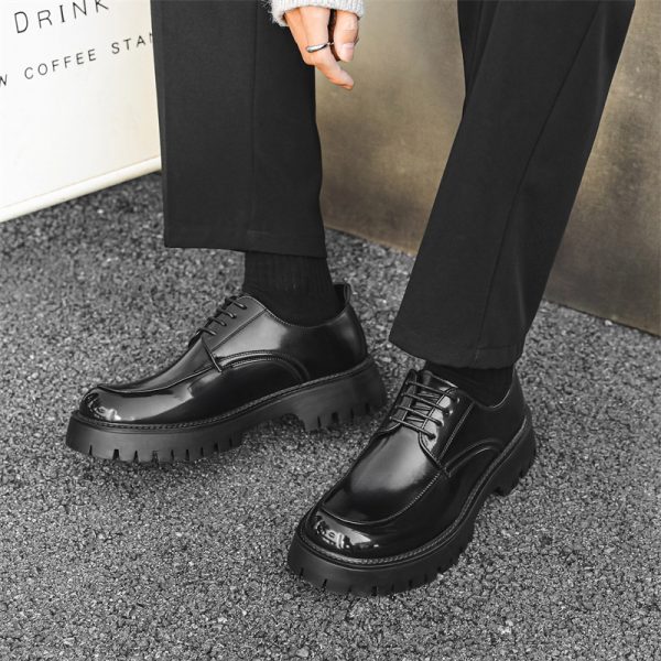 Men's Thick-soled Height-increasing Casual Leather Shoes - Image 3