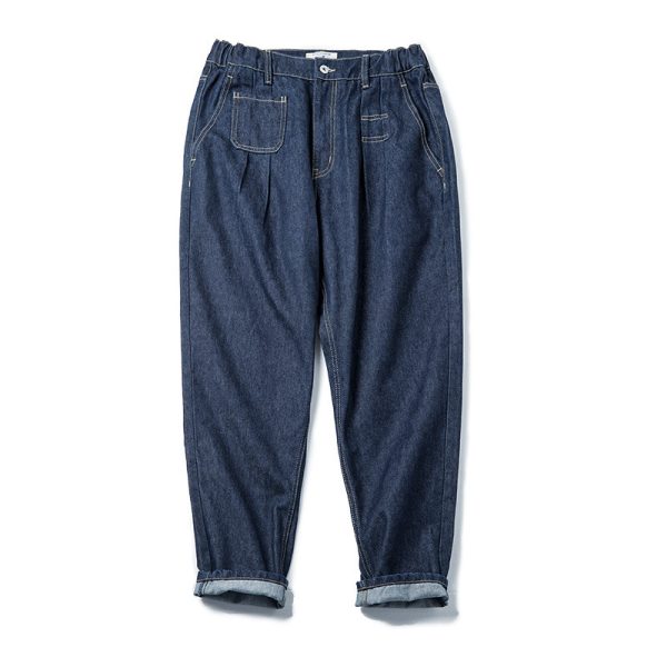 Washed Elastic Waist Loose Jeans - Image 4