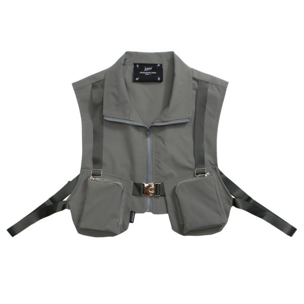 WLS Function Metal Zipper Buckle Vest - Image 8