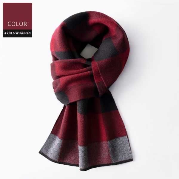 Wool Scarf Men's Winter Plaid Double-sided Scarf - Image 10