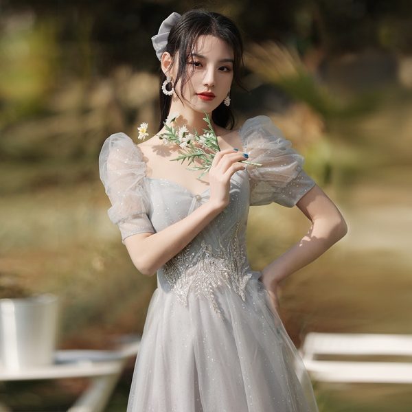 Dress Sisters Dress Female Gray Slim Fit Girlfriend Clothes - Image 2