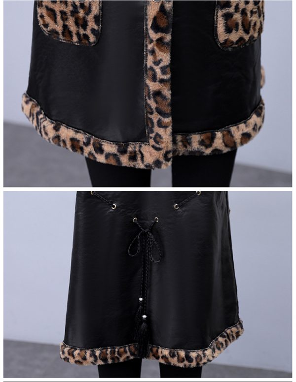 Plus Size Women's Leopard Rabbit Plush Vest Coat - Image 4