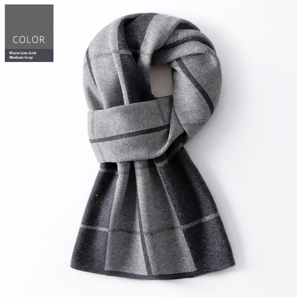 Wool Scarf Men's Winter Plaid Double-sided Scarf - Image 6