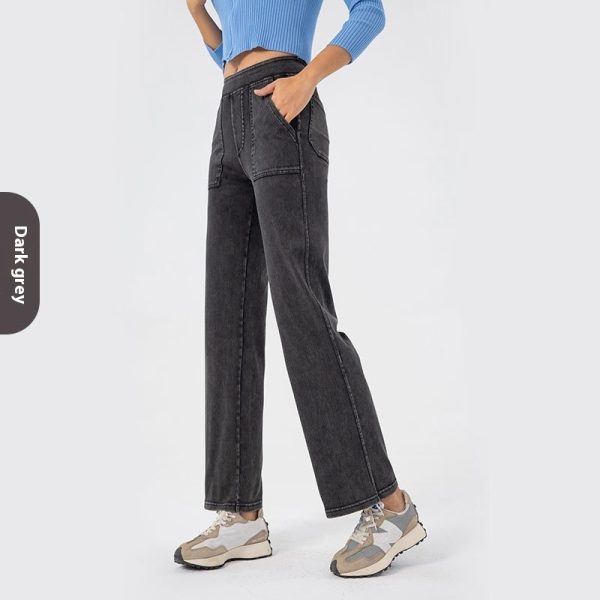 Cargo Jeans Women's Retro High Waist Straight Wide Leg - Image 6