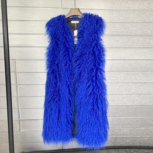 Long  Beach Wool Fur Vest Warm Vest Women's Vest Coat - Image 7