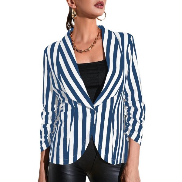 Cropped Pleated Sleeves Casual Small Suit Slim Fit Fashion - Image 5