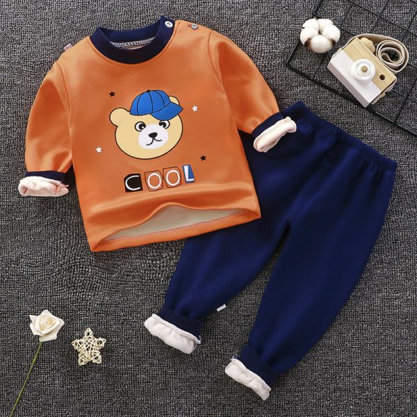 Children's Thermal Underwear Suit Fleece-lined Thickened Boys Girls Autumn Clothing - Image 6
