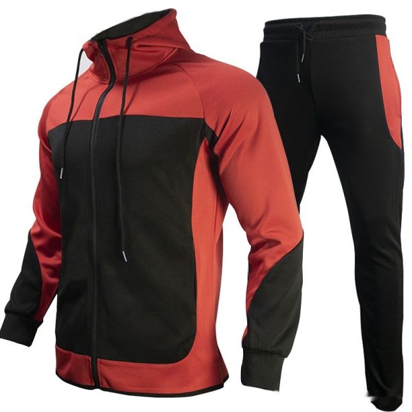 Men's Fashion Trendy Brand Contrast Color Sweatshirt Trousers Two-piece Set - Image 3