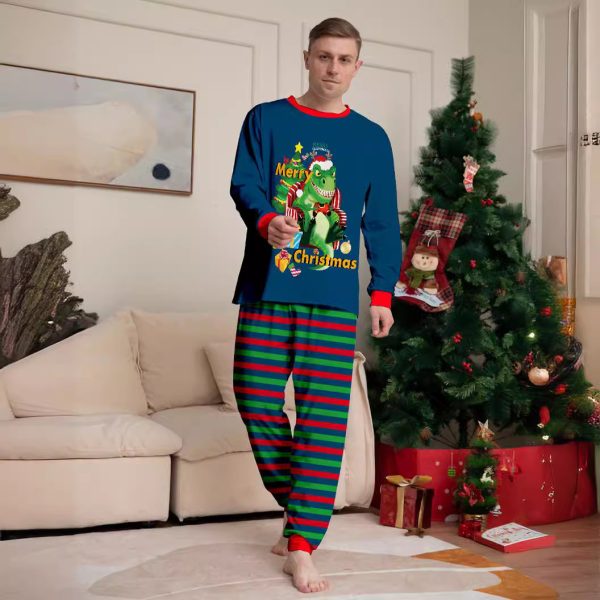 Tyrannosaurus Letter Christmas Tree Printing Parent-child Suit Pajamas - Image 4