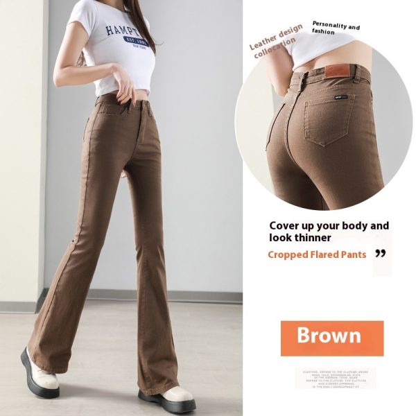 Weila Fleece Padded Jeans Female High Waist Flared Pants - Image 8