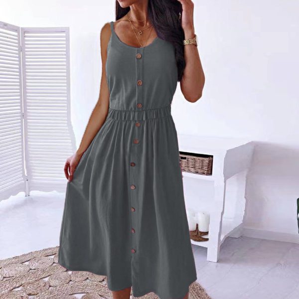 European And American Solid Color Sexy Waist Trimming Dress - Image 6