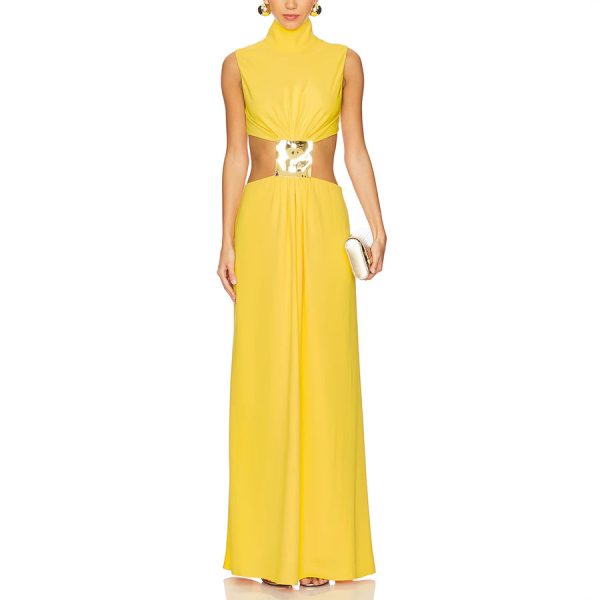 Fashion Sleeveless Turtleneck Zipper Dress - Image 3