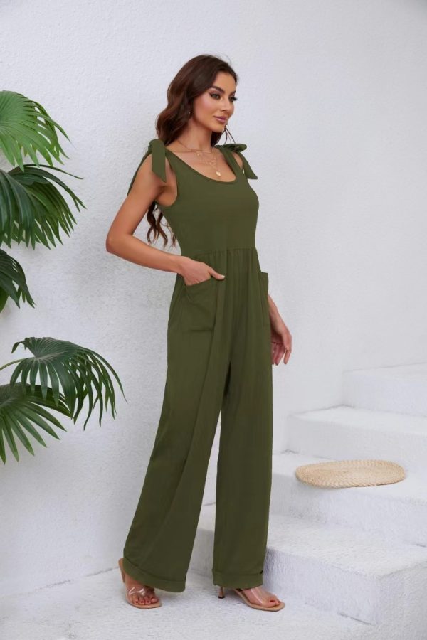 Women's Pocket Lace-up Wide-leg Jumpsuit - Image 6