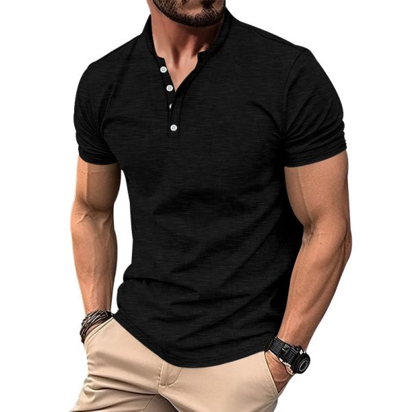 Retro Casual Cotton Solid Color Short Sleeve - Image 3