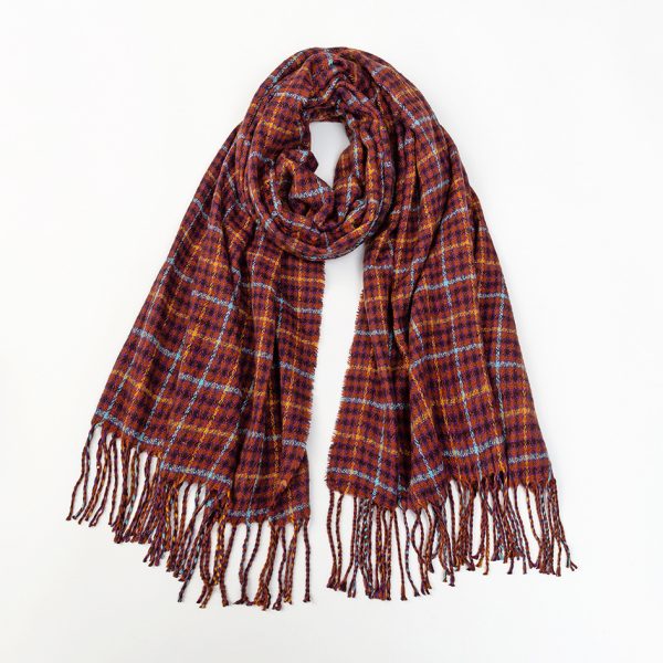 Men's And Women's Cashmere Plaid Tassel Scarf - Image 3
