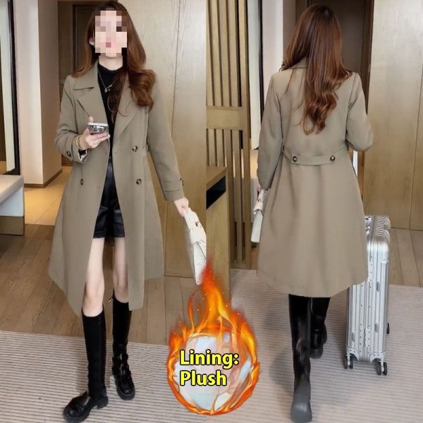High-grade Fleece Thick Trench Coat Coat Western Style Slimming - Image 3