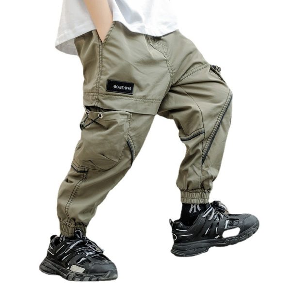 Drawstring Zipper Children's Casual Pants - Image 2