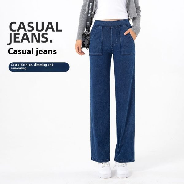 Cargo Jeans Women's Retro High Waist Straight Wide Leg
