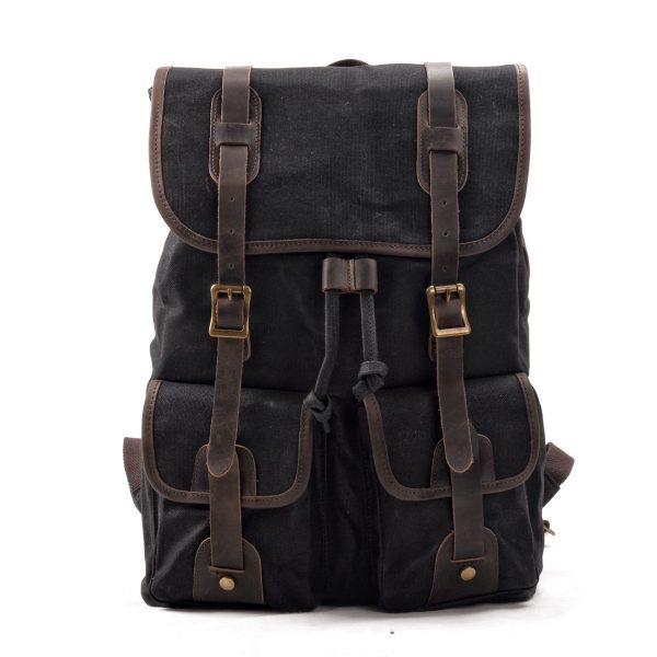 Travel Backpack Canvas Stitching Crazy Horse Leather - Image 6