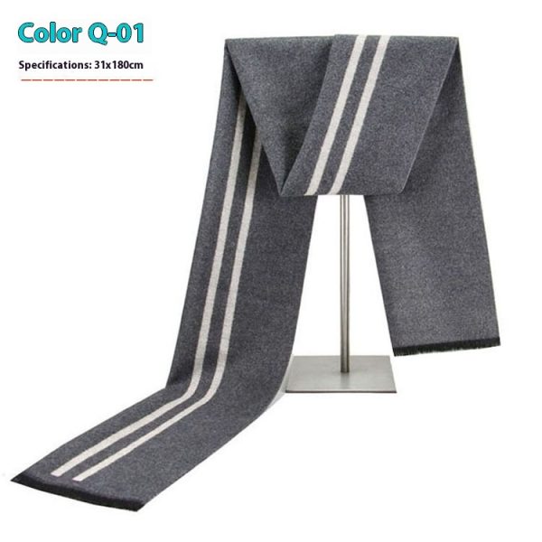 New Men's Winter Warm Cashmere-like Striped Business Scarf For Young People - Image 6